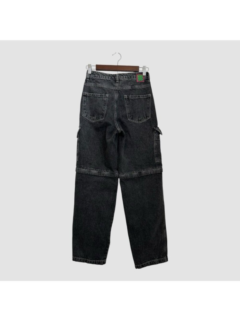 Empyre Men's Size 0 US Black Denim Y2K Skate Baggy Wide Leg Cargo Pants - Picture 2 of 11